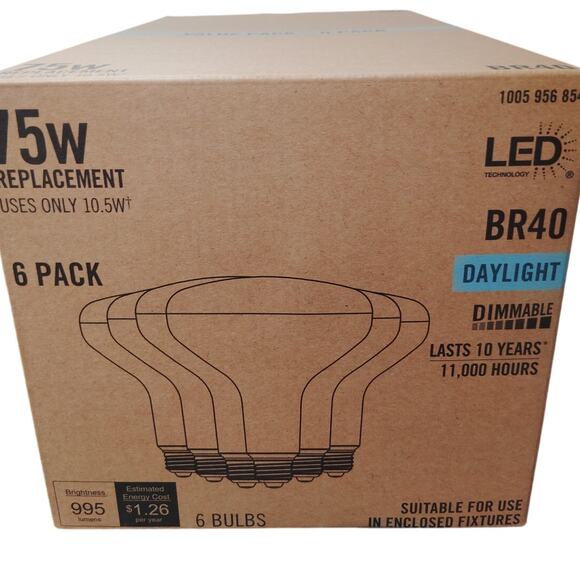75-Watt Equivalent BR40 CEC Dimmable LED Light Bulb Daylight (6-Pack) - Picture 2 of 11